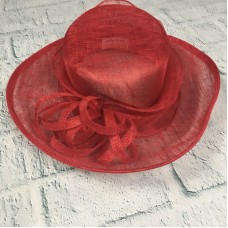 Baxter & Wells Red Straw Wicker Mujer&apos;s Wide Brim Fancy Hat OS Bow Accent  eb-23394071